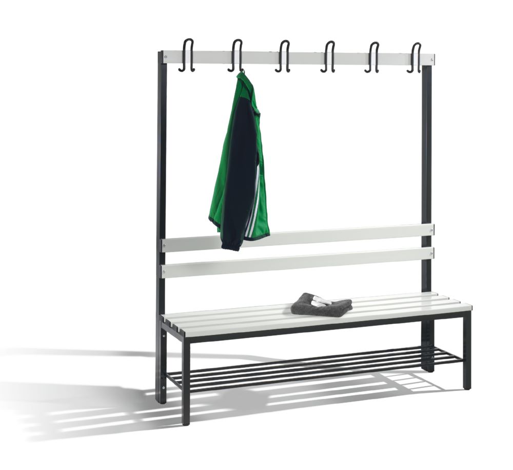 Produktbild C+P Garderobenbank 1 seitig Sitzfläche lichtgrau 1500 x 400 x 1650 mm bild 2