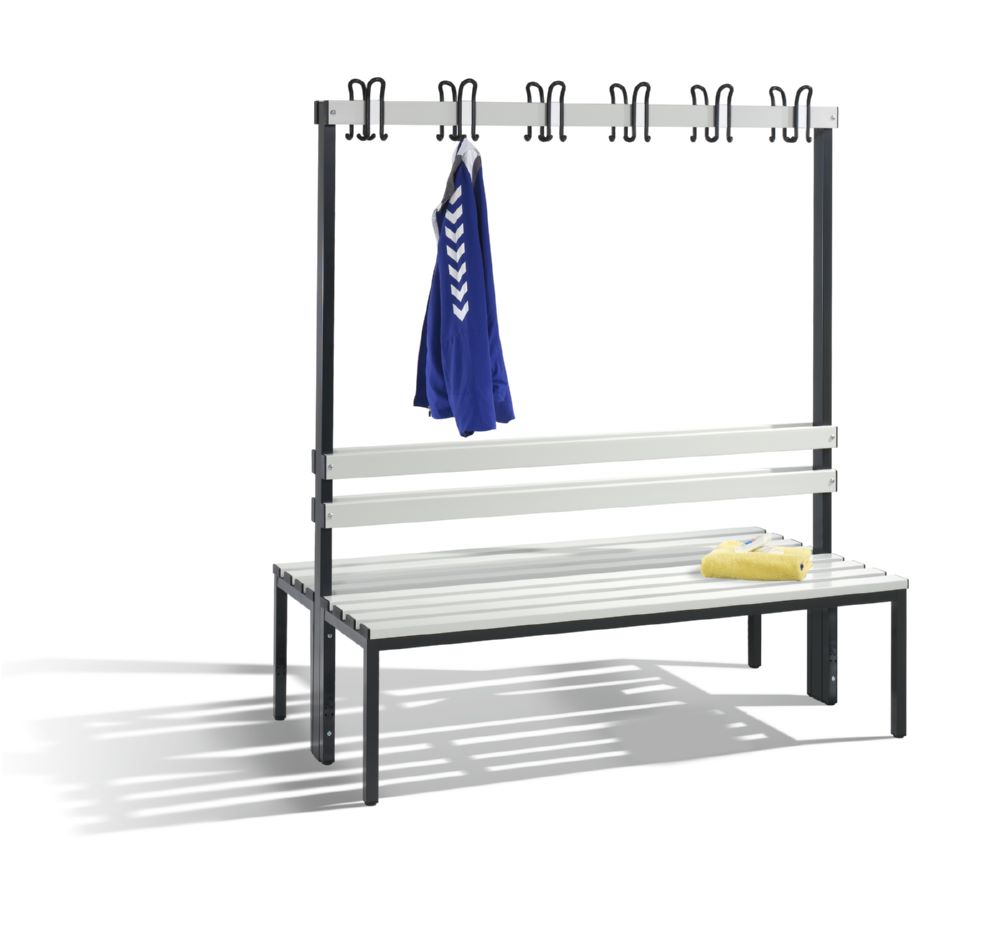 Produktbild C+P Garderobenbank 2 seitig mit Haken schwarzgrau lichtgrau 1500 x 750 x 1650 mm bild 2