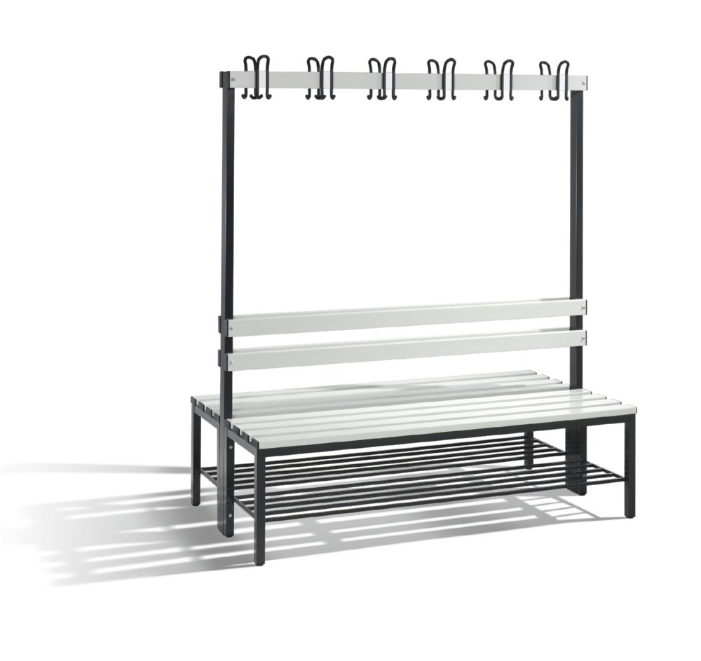 Produktbild C+P Garderobenbank 2-seitig 1650 x 1500 x 750 mm schwarzgrau lichtgrau bild 1