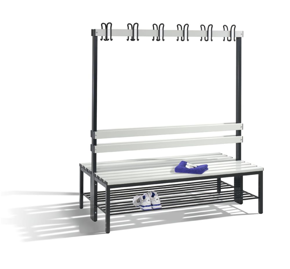 Produktbild C+P Garderobenbank 2-seitig 1650 x 1500 x 750 mm schwarzgrau lichtgrau bild 2