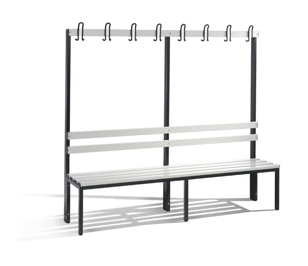 Produktbild C+P Garderobenbank mit Rückenlehne lichtgrau 1690 x 400 x 1650 mm
