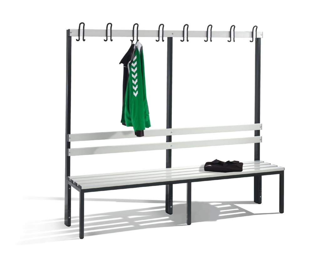 Produktbild C+P Garderobenbank mit Rückenlehne lichtgrau 1690 x 400 x 1650 mm bild 2