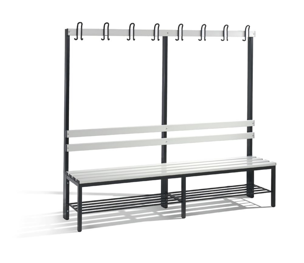 Produktbild C+P Garderobenbank bis 750 kg schwarzgrau lichtgrau 1960 x 400 x 1650 mm