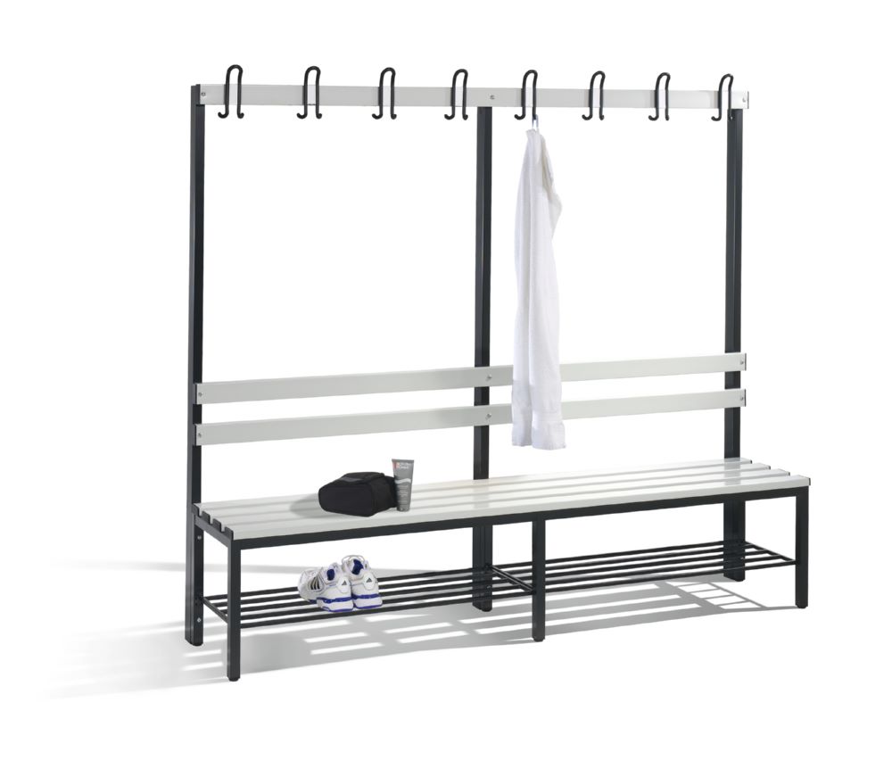 Produktbild C+P Garderobenbank bis 750 kg schwarzgrau lichtgrau 1960 x 400 x 1650 mm bild 2