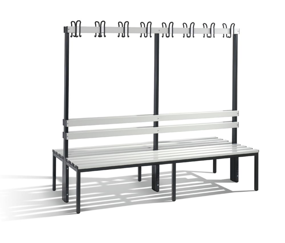 Produktbild C+P Garderobenbank 2-seitig 1650 x 1960 x 750 mm schwarzgrau lichtgrau