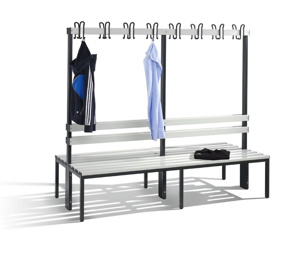 Produktbild C+P Garderobenbank 2-seitig 1650 x 1960 x 750 mm schwarzgrau lichtgrau bild 2