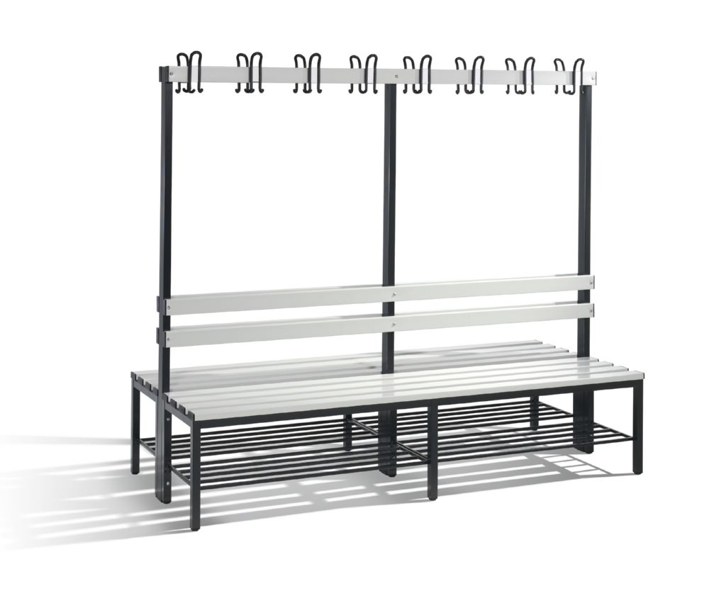 Produktbild C+P Garderobenbank 2-seitig 1650 x 1960 x 750 mm schwarzgrau lichtgrau