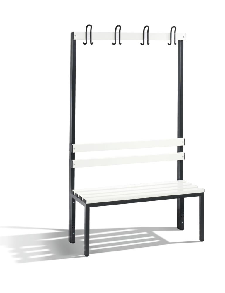 Produktbild C+P Garderobenbank mit Sitzbank schwarzgrau reinweiß 1000 x 400 x 1650 mm