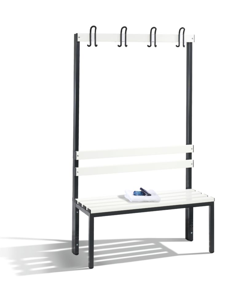 Produktbild C+P Garderobenbank mit Sitzbank schwarzgrau reinweiß 1000 x 400 x 1650 mm bild 2