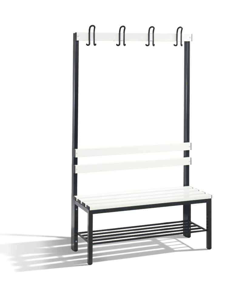 Produktbild C+P Garderobenbank mit 4 Füßen schwarzgrau reinweiß 1000 x 400 x 1650 mm