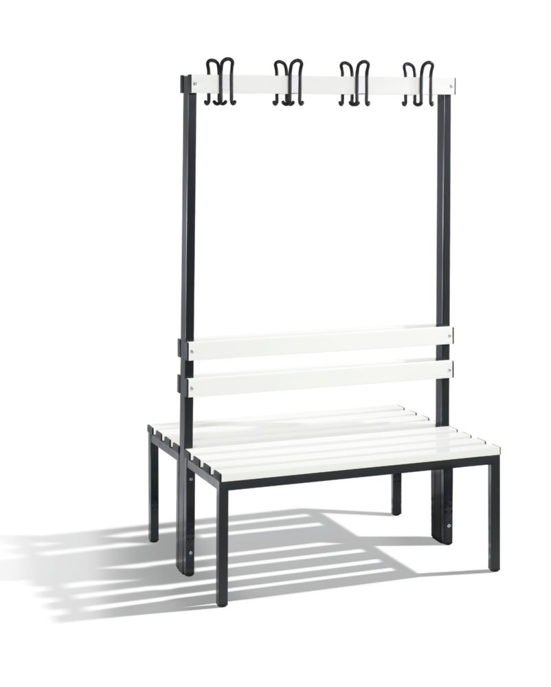 Produktbild C+P Garderobenbank zweiseitig mit Lehne reinweiß 1000 x 750 x 1650 mm