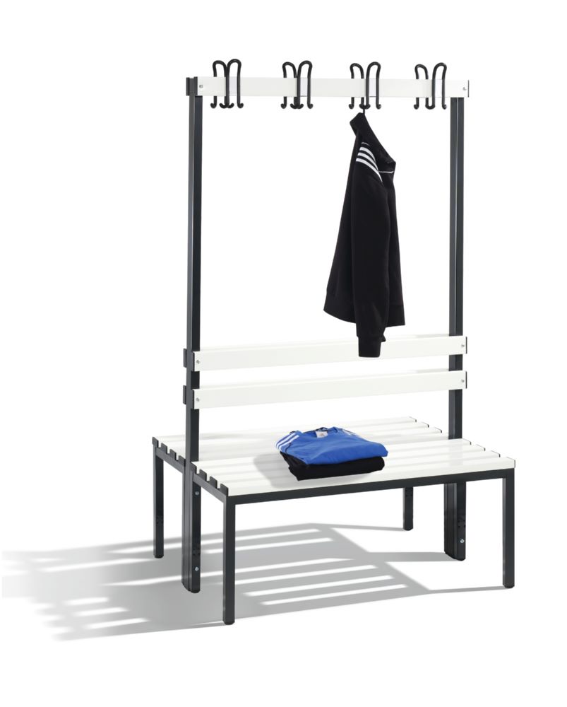 Produktbild C+P Garderobenbank zweiseitig mit Lehne reinweiß 1000 x 750 x 1650 mm bild 2
