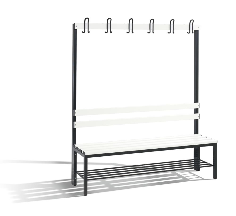 Produktbild C+P Garderobenbank 1 seitig Sitzfläche reinweiß 1500 x 400 x 1650 mm