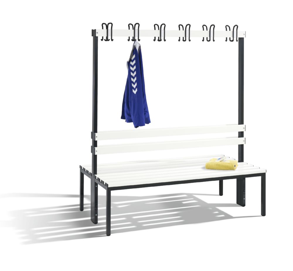 Produktbild C+P Garderobenbank 2 seitig Lamellen in reinweiß 1500 x 750 x 1650 mm bild 2
