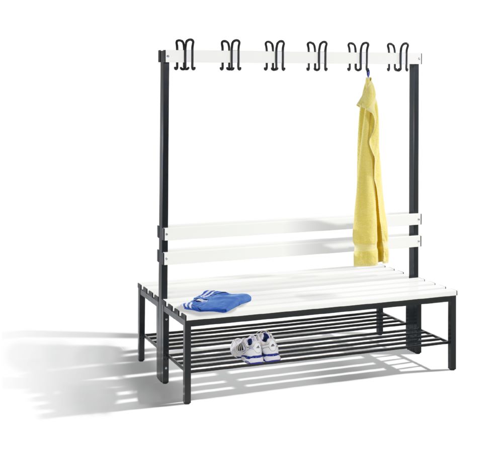 Produktbild C+P Garderobenbank 2-seitig 1650 x 1500 x 750 schwarzgrau reinweiß