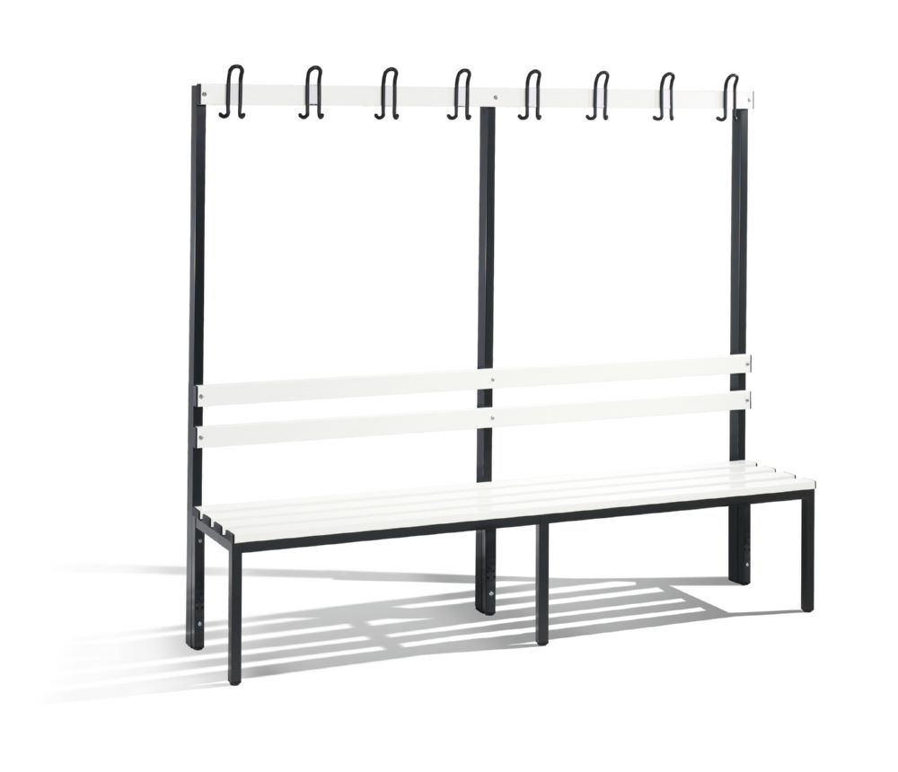 Produktbild C+P Garderobenbank mit Rückenlehne reinweiß 1960 x 400 x 1650 mm
