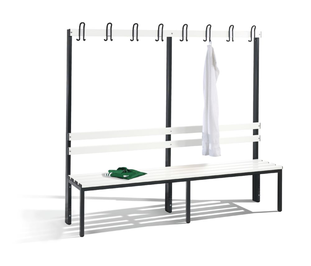 Produktbild C+P Garderobenbank mit Rückenlehne reinweiß 1960 x 400 x 1650 mm bild 2