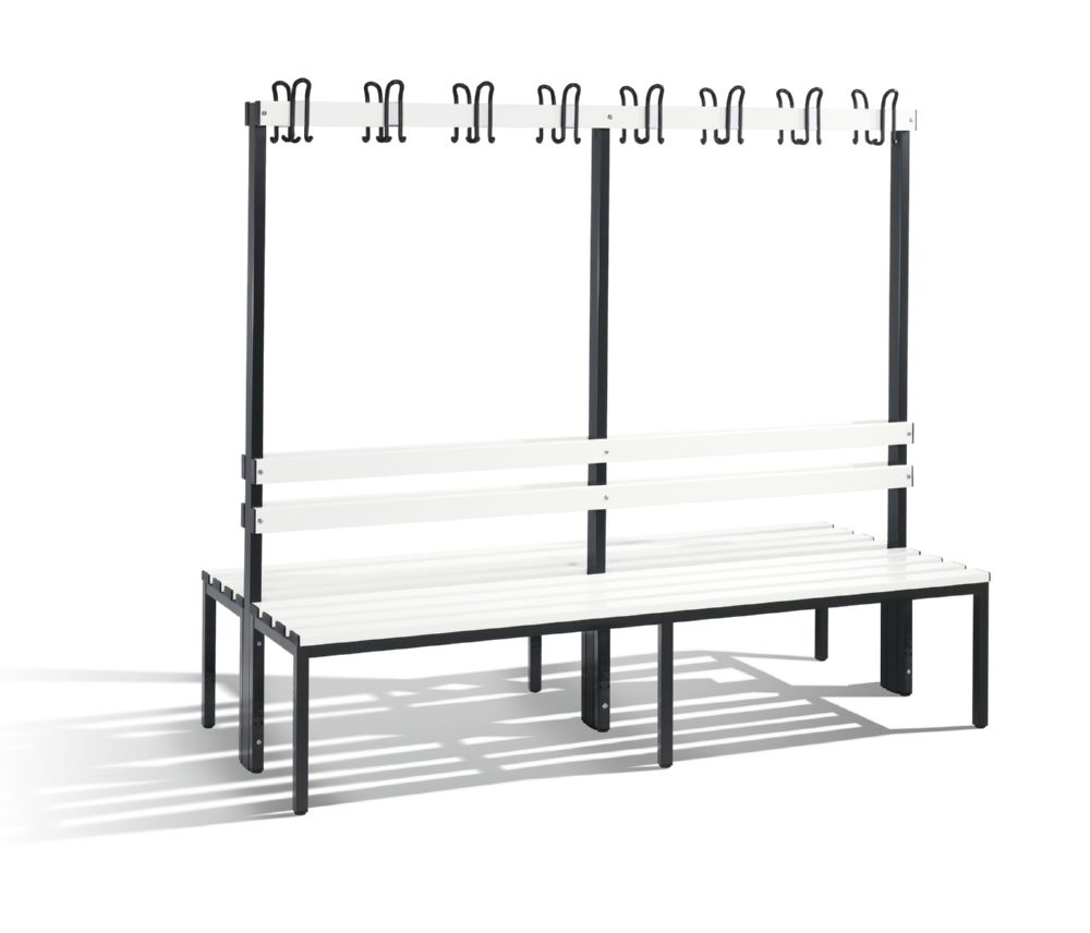 Produktbild C+P Garderobenbank 2-seitig 1650 x 1960 x 750 mm schwarzgrau reinweiß bild 1