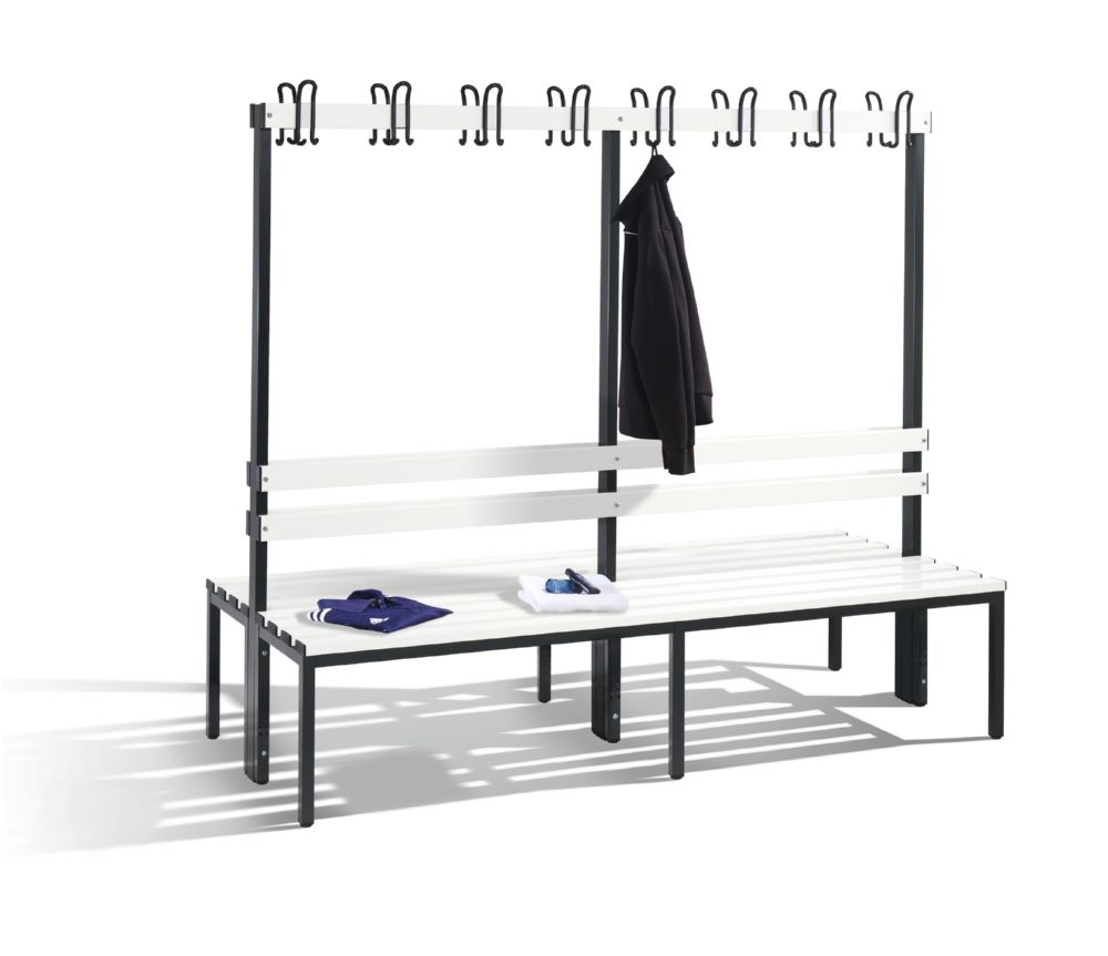Produktbild C+P Garderobenbank 2-seitig 1650 x 1960 x 750 mm schwarzgrau reinweiß bild 2