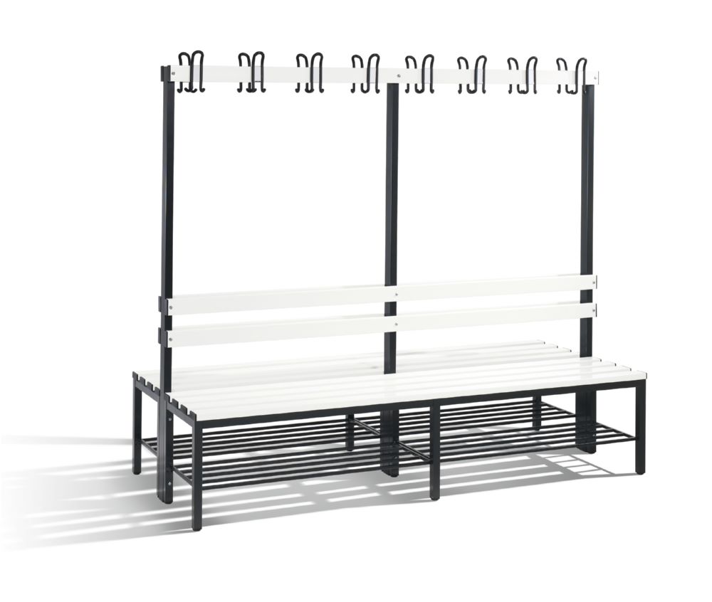 Produktbild C+P Garderobenbank 2-seitig 1650 x 1960 x 750 mm schwarzgrau reinweiß bild 1