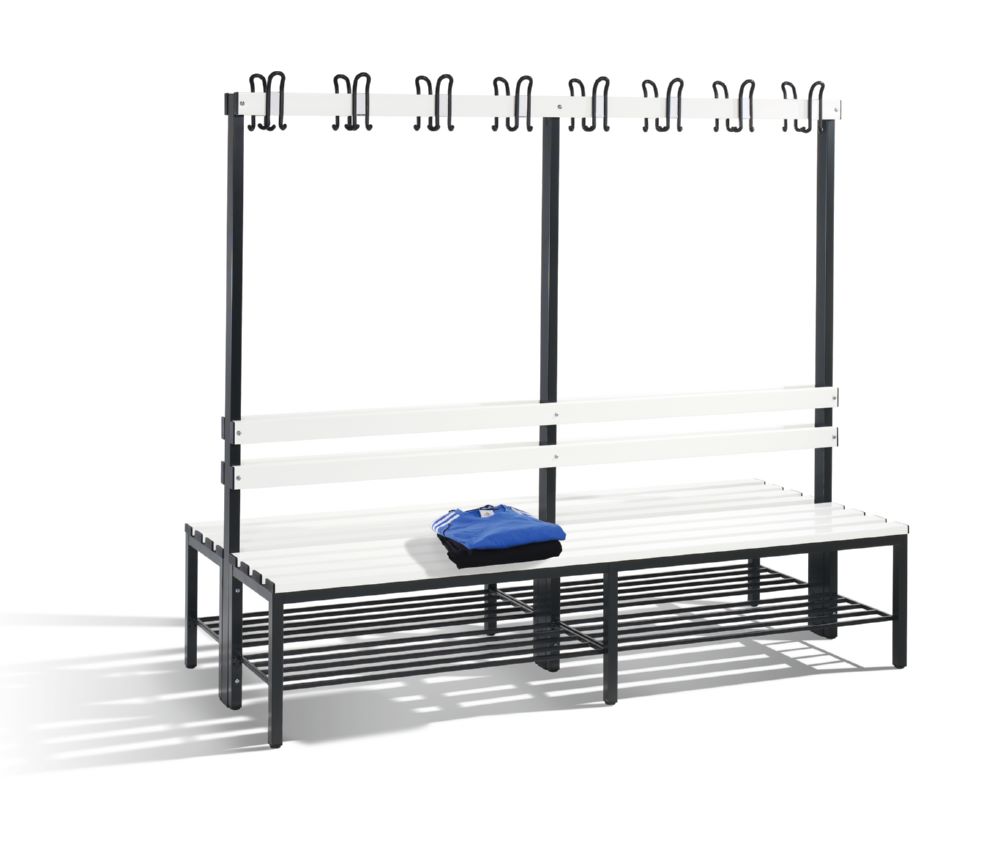 Produktbild C+P Garderobenbank 2-seitig 1650 x 1960 x 750 mm schwarzgrau reinweiß bild 2