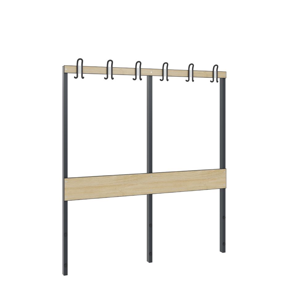 Produktbild C+P Garderobenteil für Umkleidebank schwarzgrau eiche 1500 x 1650 mm