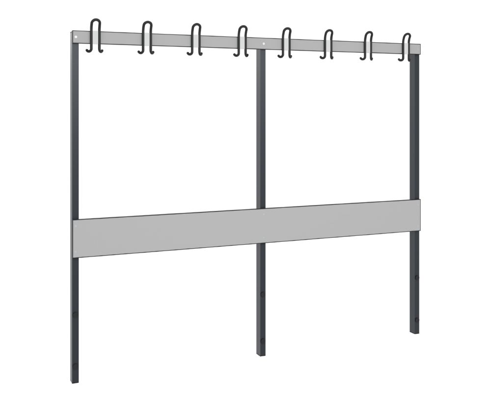 Produktbild C+P Garderobenteil mit Rückenlehne schwarzgrau HPL grau 1960 x 80 x 160 mm