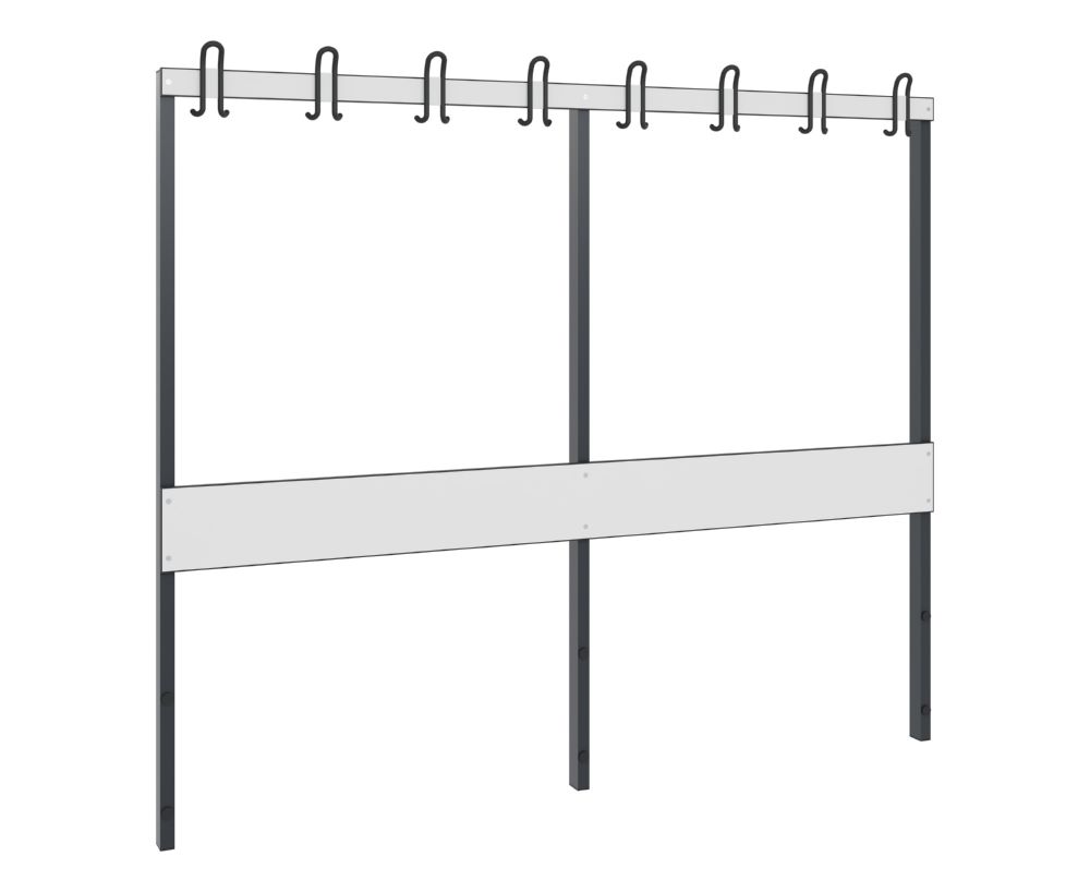 Produktbild C+P Garderobenteil mit Rückenlehne schwarzgrau HPL Weiß 1960 x 80 x 1650 mm