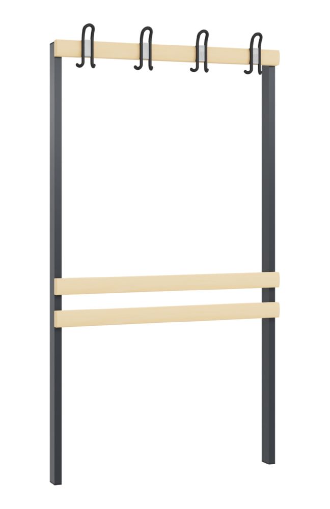 Produktbild C+P Garderobenteil 1-seitig H 1650 x B 1000 mm in schwarzgrau