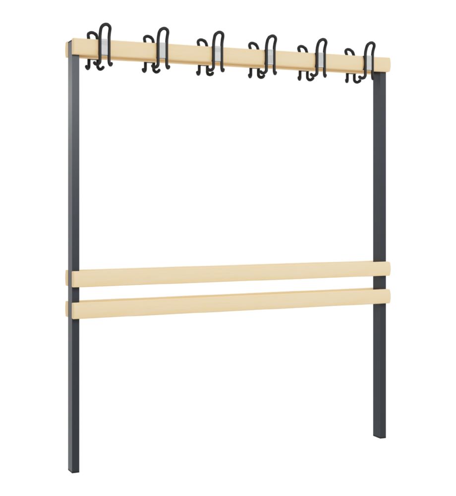 Produktbild C+P Garderobenteil mit Rückenlehne schwarzgrau 1500 x 750 x 1650 mm