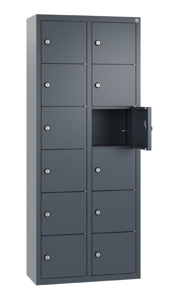 Produktbild C+P Kleingefachschrank 12 schmale Fächer in anthrazit 460 x 200 x 1130 mm bild 2
