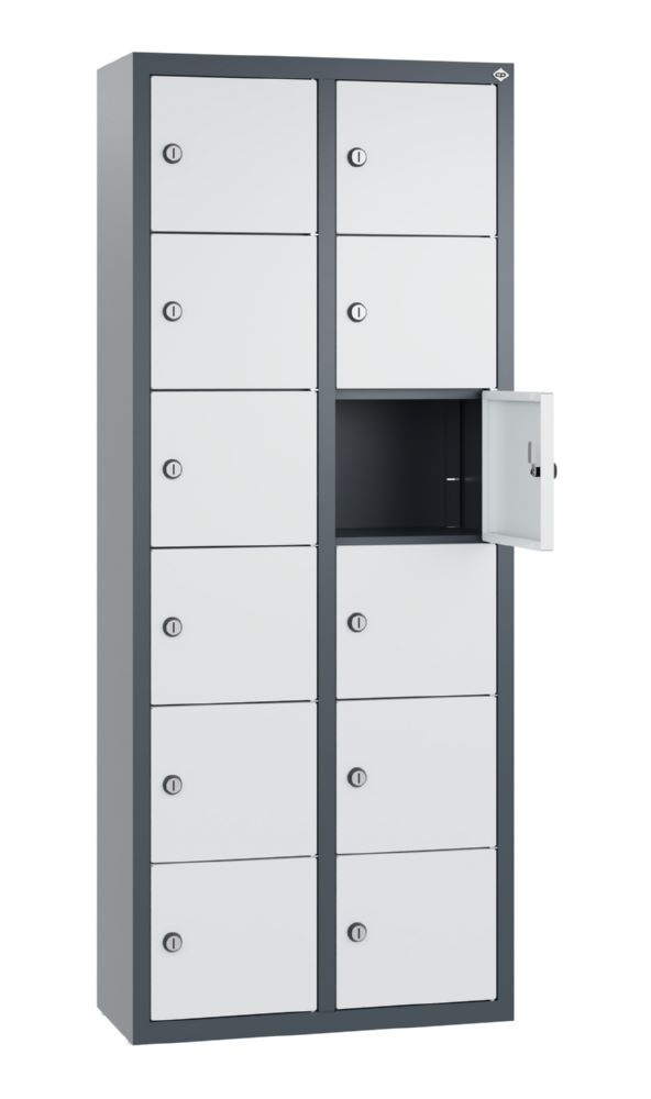 Produktbild C+P Kleingefachschrank 12 schmale Fächer dunkelgrau hellgrau 460 x 200 x 1130 mm bild 2