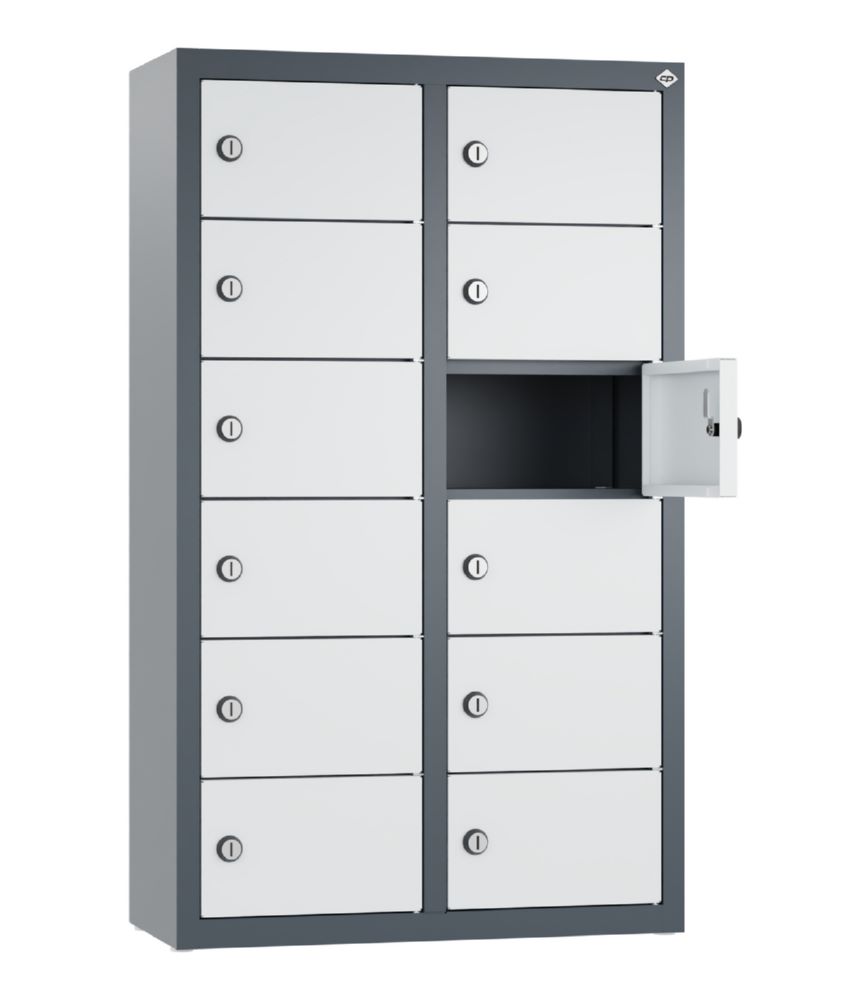 Produktbild C+P Kleingefachschrank 12 schmale Fächer anthrazit lichtgrau 460 x 200 x 770 mm bild 2