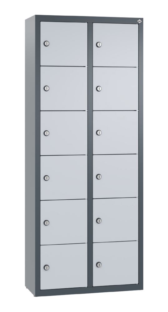 Produktbild C+P Kleingefachschrank 12 schmale Fächer weißalu anthrazit 460 x 200 x 1130 mm