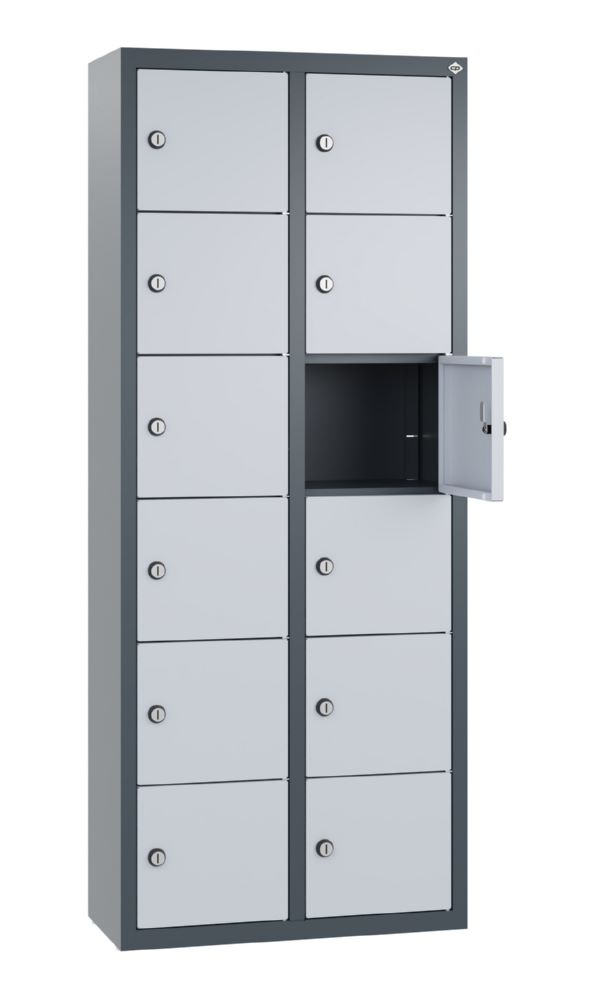 Produktbild C+P Kleingefachschrank 12 schmale Fächer weißalu anthrazit 460 x 200 x 1130 mm bild 2