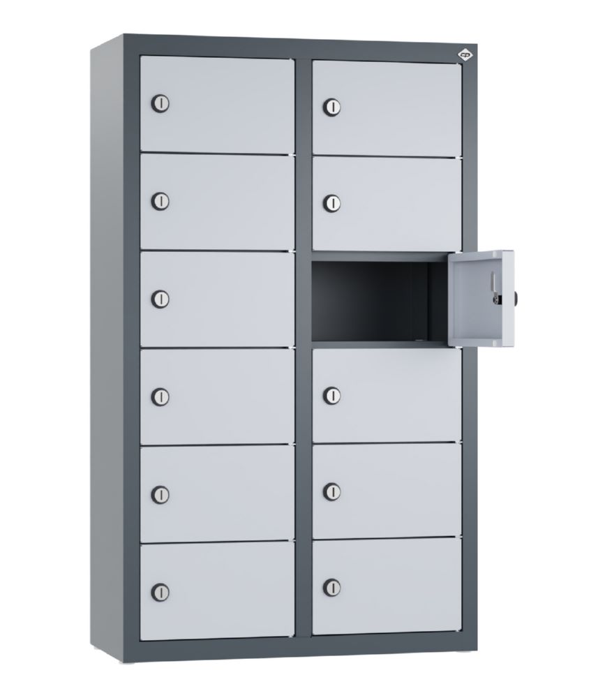 Produktbild C+P Kleingefachschrank 12 schmale Fächer weißalu grau 460 x 200 x 770 mm bild 2
