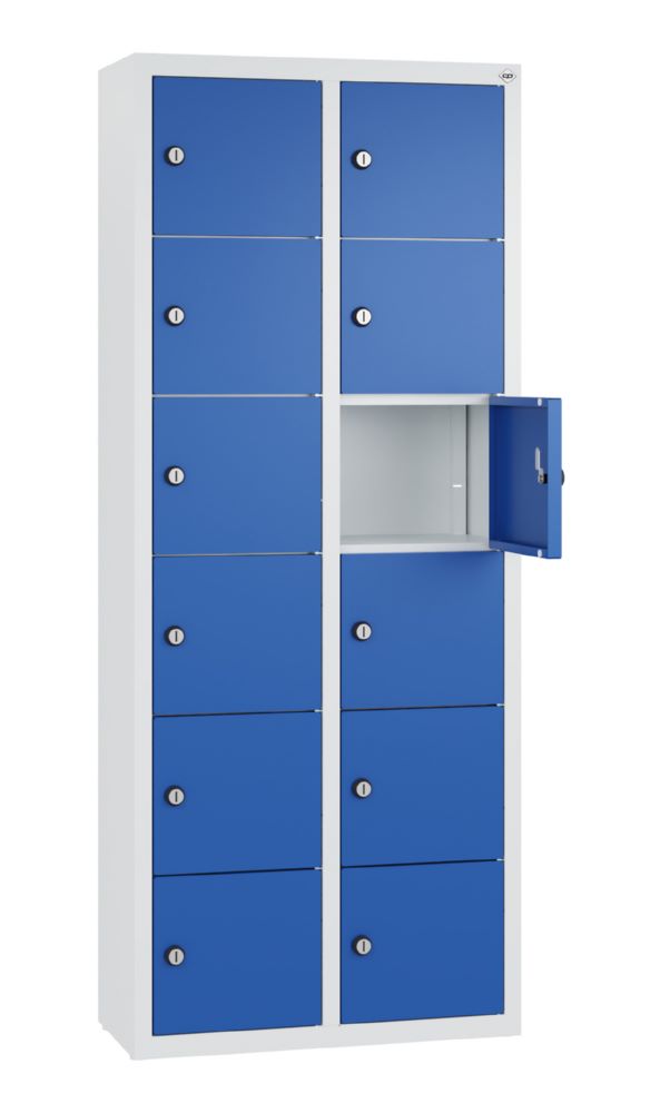 Produktbild C+P Kleingefachschrank 12 schmale Fächer in enzianblau grau 460 x 200 x 1130 mm bild 2