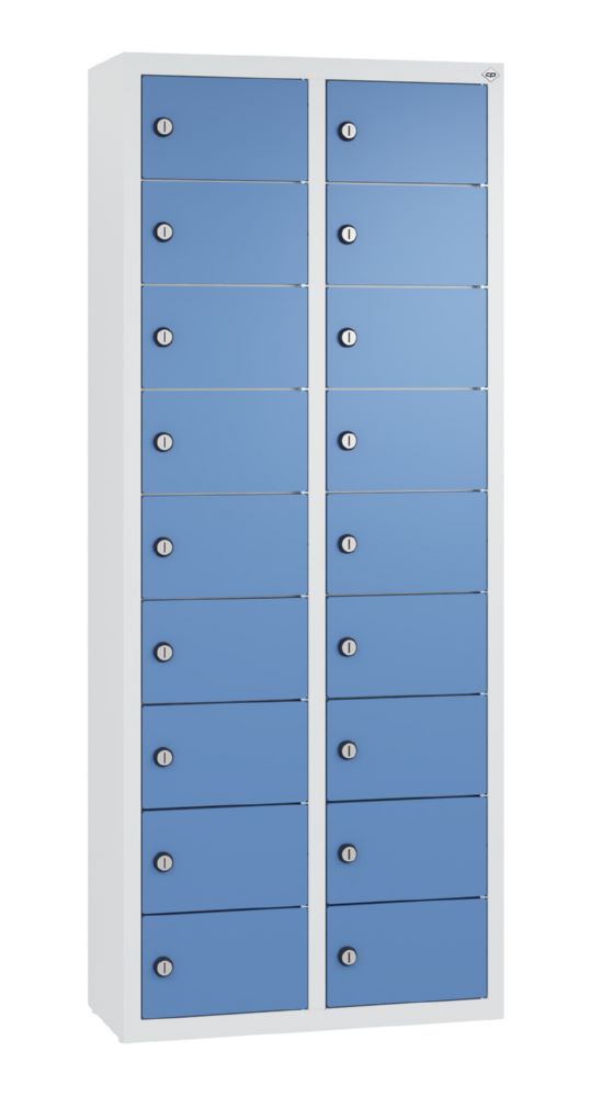 Produktbild C+P Kleingefachschrank 18 Fächer 1130 x 460 x 200 mm lichtgrau fernblau
