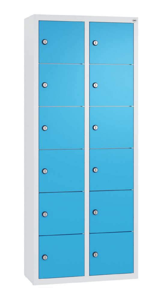 Produktbild C+P Kleingefachschrank 12 schmale Fächer grau lichtblau 460 x 200 x 1130 mm