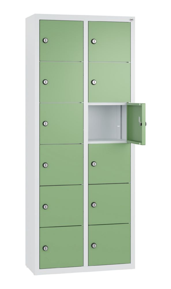 Produktbild C+P Kleingefachschrank 12 schmale Fächer grau resedagrün 460 x 200 x 1130 mm bild 2