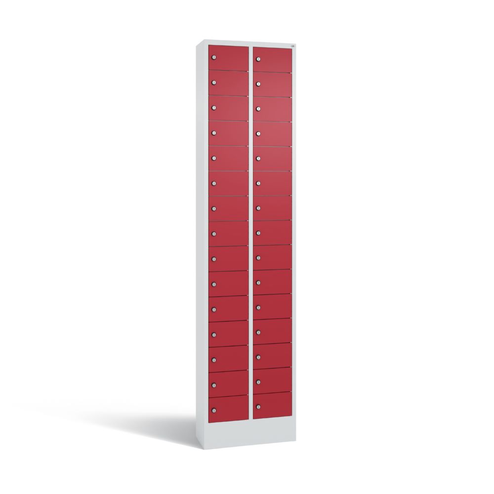 Produktbild C+P Kleingefachschrank Serie 8170 30 Fächer 1950 x 460 x 200 mm lichtgrau rubinrot
