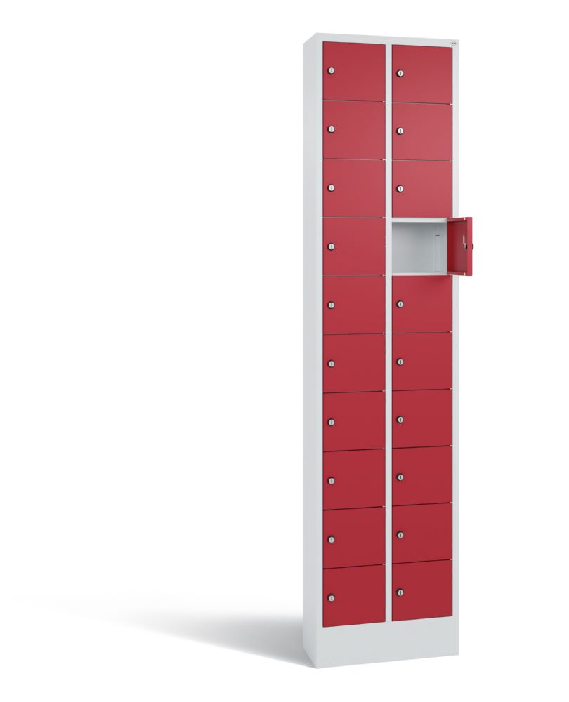 Produktbild C+P Kleingefachschrank 20 Fächer 1950 x 460 x 200 mm lichtgrau rubinrot bild 2