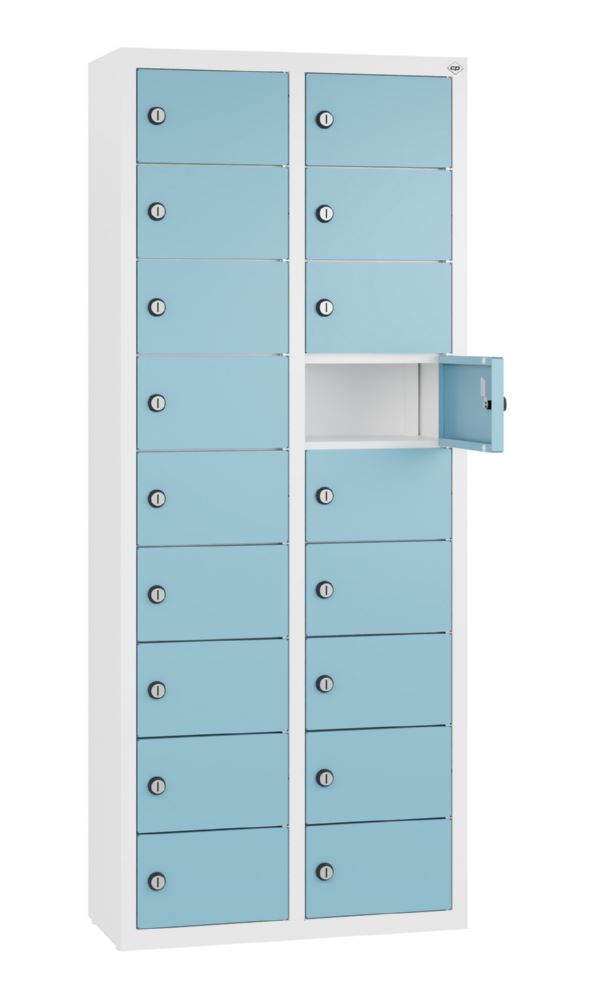 Produktbild C+P Kleingefachschrank 18 Fächer 1130 x 460 x 200 mm weiß horizontblau bild 2