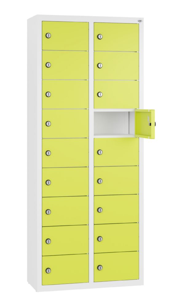 Produktbild C+P Kleingefachschrank 18 Fächer 1130 x 460 x 200 mm weiß viridingrün bild 2