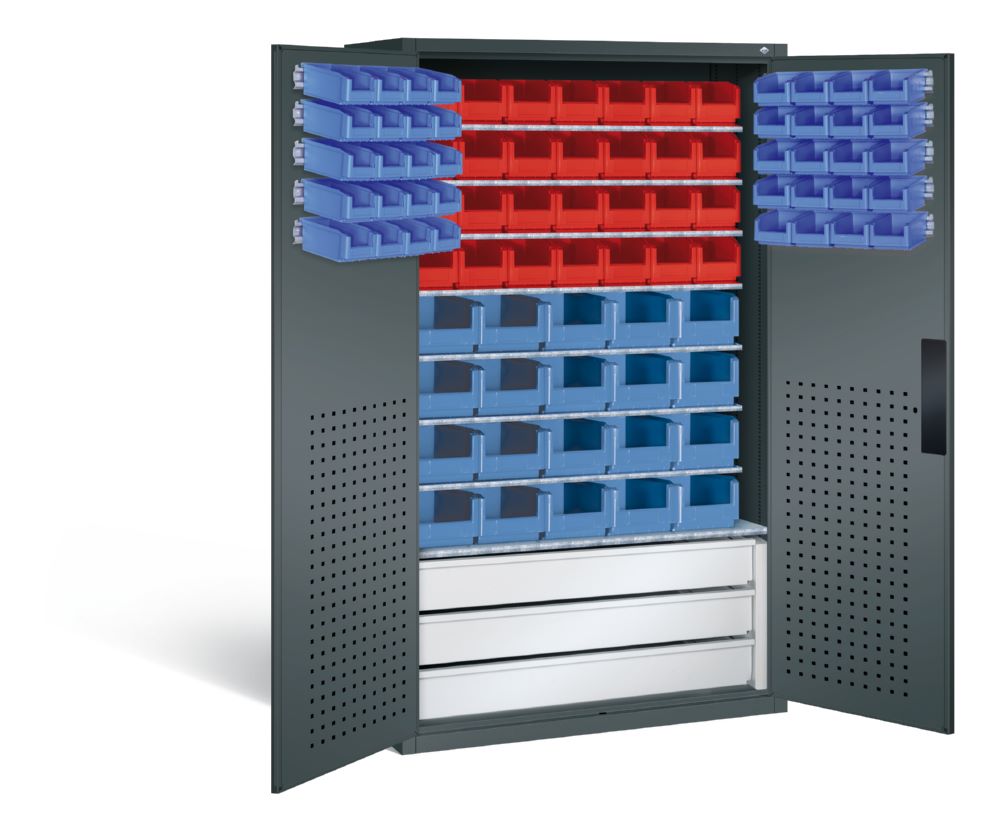 Produktbild C+P Magazinschrank mit 83 Sichtlagerkästen 1950 x 1100 x 535 mm anthrazit bild 2
