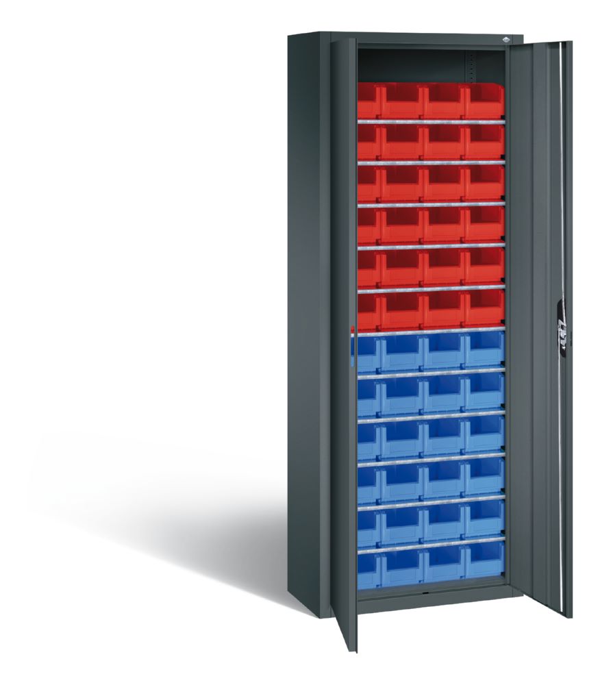 Produktbild C+P Magazinschrank mit 48 verschiedenen Lagerkästen anthrazit 700 x 300 x 1980 mm bild 2