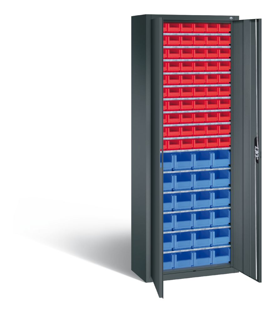 Produktbild C+P Magazinschrank mit 84 Lagerkästen Türen in anthrazit 700 x 300 x 1980 mm bild 2