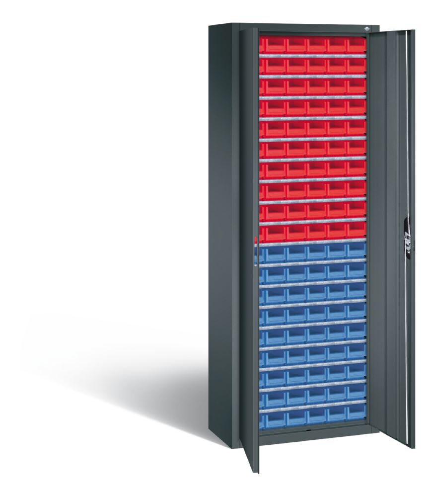 Produktbild C+P Magazinschrank aus Serie 13 mit 114 Lagerkästen anthrazit 700 x 300 x 1980 mm bild 2