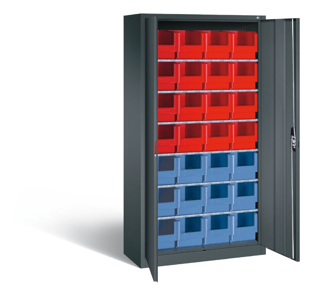 Produktbild C+P Magazinschrank 28 Lagerkästen Stahltüren in anthrazit 1000 x 420 x 1980 mm bild 2