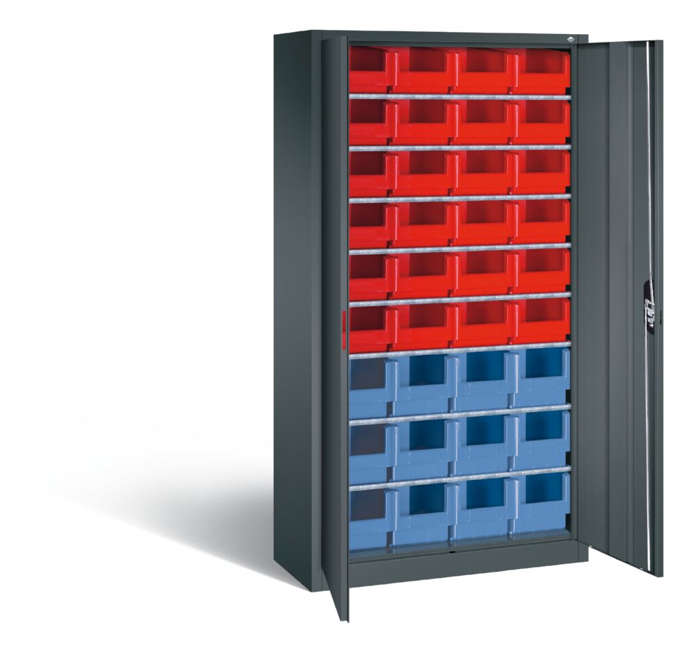 Produktbild C+P Magazinschrank mit 36 Lagerkästen dunkelgrau hellgrau 1000 x 420 x 1980 mm bild 2